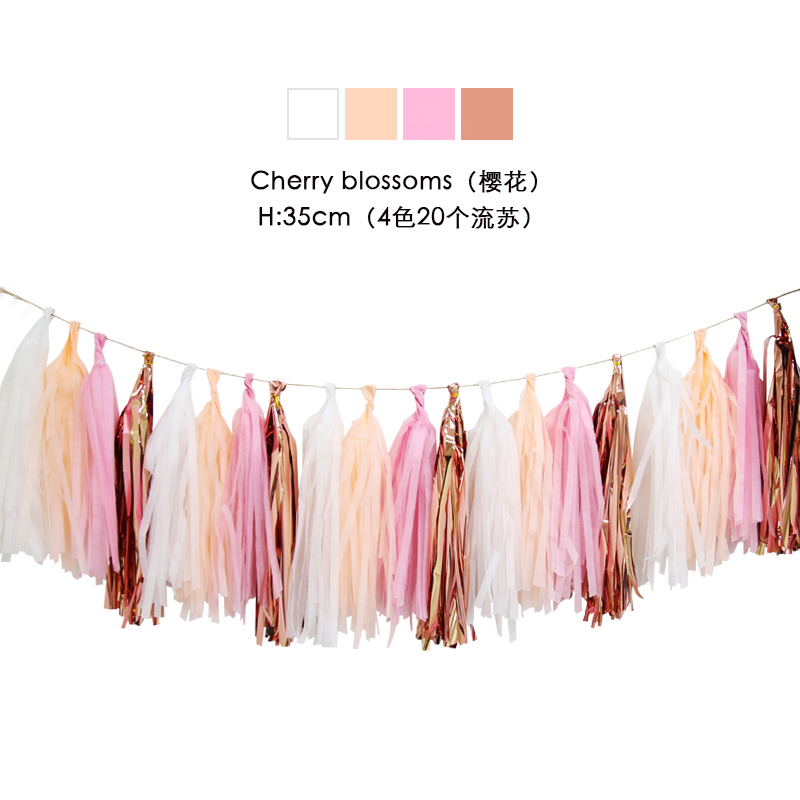 20pcs Multicolor DIY Tissue Paper Tassel Garland Sets Baby Shower Anniversary Birthday Party Wedding Decoration Crafts Supplies
