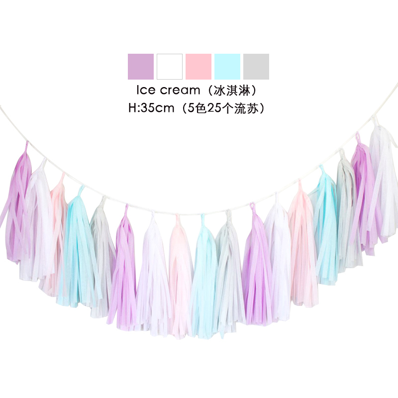 20pcs Multicolor DIY Tissue Paper Tassel Garland Sets Baby Shower Anniversary Birthday Party Wedding Decoration Crafts Supplies