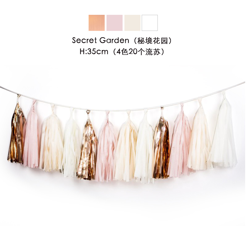 20pcs Multicolor DIY Tissue Paper Tassel Garland Sets Baby Shower Anniversary Birthday Party Wedding Decoration Crafts Supplies