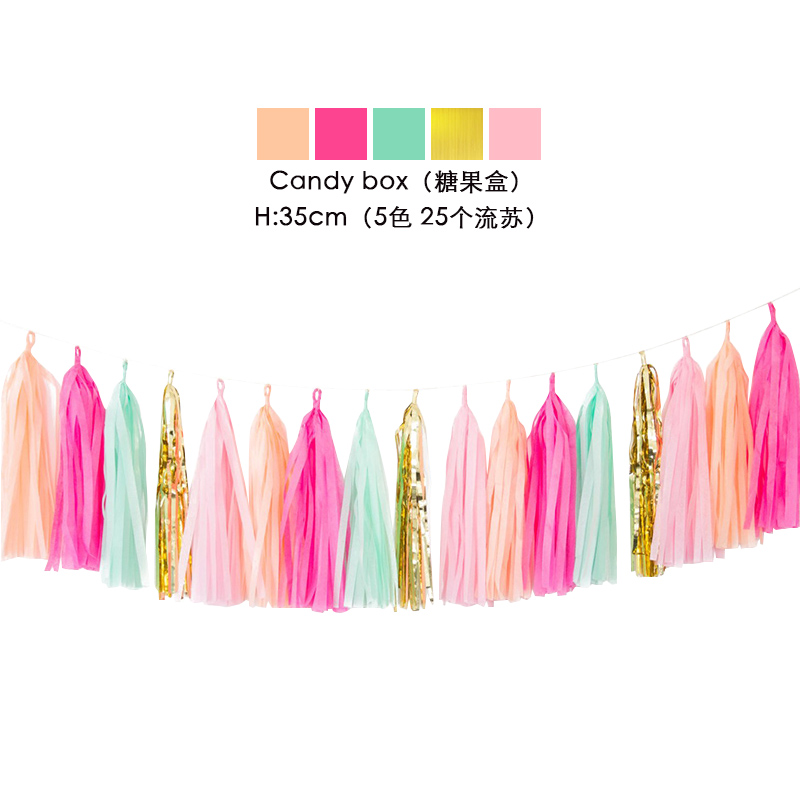 20pcs Multicolor DIY Tissue Paper Tassel Garland Sets Baby Shower Anniversary Birthday Party Wedding Decoration Crafts Supplies