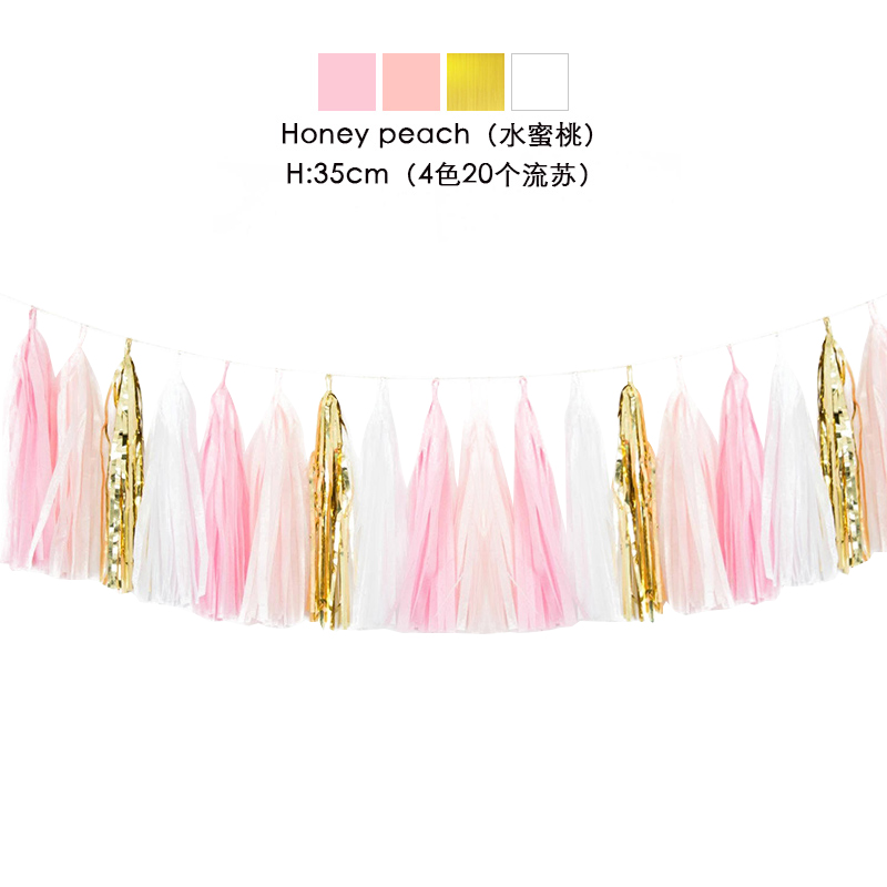 20pcs Multicolor DIY Tissue Paper Tassel Garland Sets Baby Shower Anniversary Birthday Party Wedding Decoration Crafts Supplies