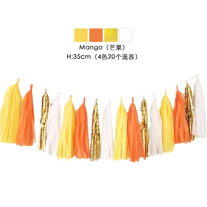 20pcs Multicolor DIY Tissue Paper Tassel Garland Sets Baby Shower Anniversary Birthday Party Wedding Decoration Crafts Supplies