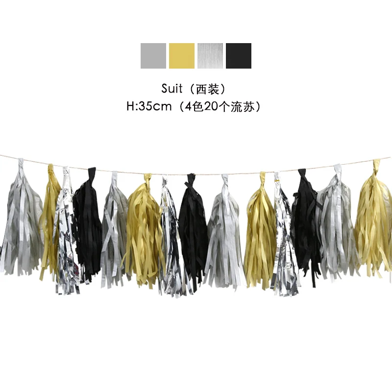 20pcs Multicolor DIY Tissue Paper Tassel Garland Sets Baby Shower Anniversary Birthday Party Wedding Decoration Crafts Supplies