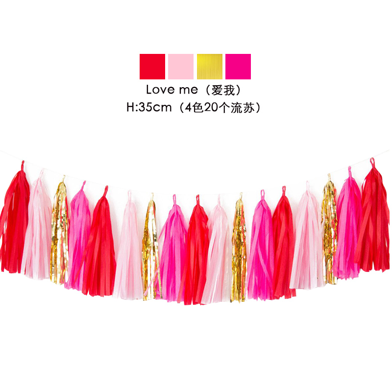 20pcs Multicolor DIY Tissue Paper Tassel Garland Sets Baby Shower Anniversary Birthday Party Wedding Decoration Crafts Supplies