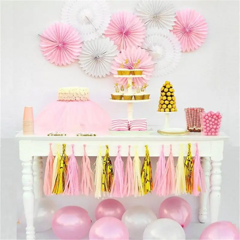 20pcs Multicolor DIY Tissue Paper Tassel Garland Sets Baby Shower Anniversary Birthday Party Wedding Decoration Crafts Supplies