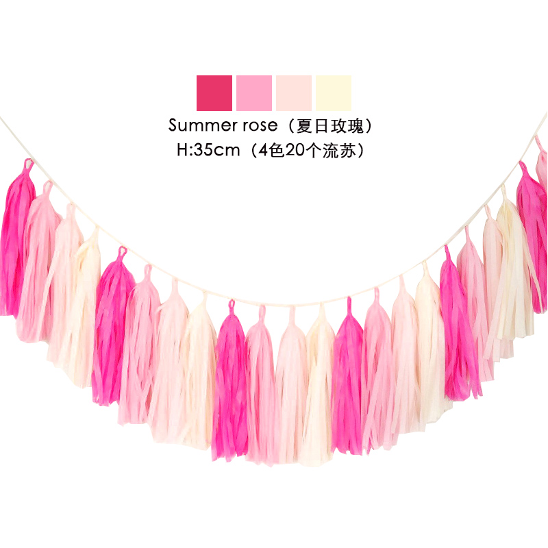 20pcs Multicolor DIY Tissue Paper Tassel Garland Sets Baby Shower Anniversary Birthday Party Wedding Decoration Crafts Supplies