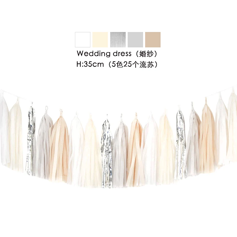 20pcs Multicolor DIY Tissue Paper Tassel Garland Sets Baby Shower Anniversary Birthday Party Wedding Decoration Crafts Supplies