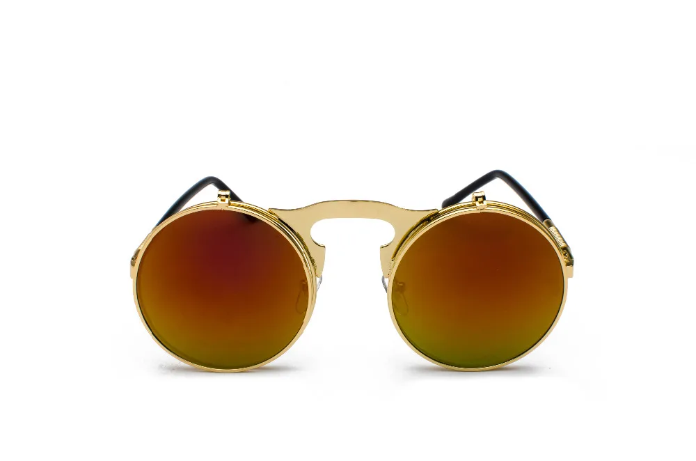 Vintage Steampunk Flip Sunglasses Retro Round Metal Sun Glasses for Men and Women Brand Designer Circle Oculos