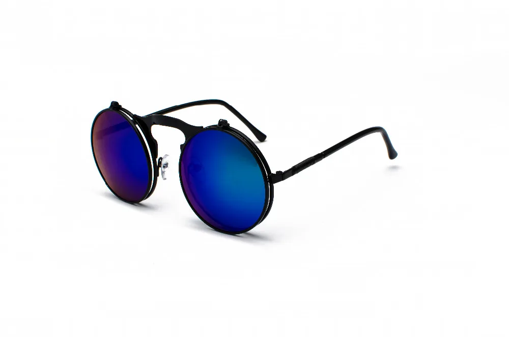 Vintage Steampunk Flip Sunglasses Retro Round Metal Sun Glasses for Men and Women Brand Designer Circle Oculos