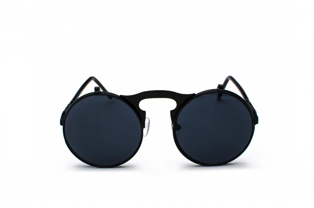 Vintage Steampunk Flip Sunglasses Retro Round Metal Sun Glasses for Men and Women Brand Designer Circle Oculos