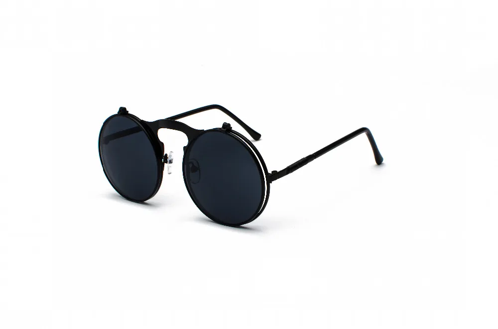 Vintage Steampunk Flip Sunglasses Retro Round Metal Sun Glasses for Men and Women Brand Designer Circle Oculos