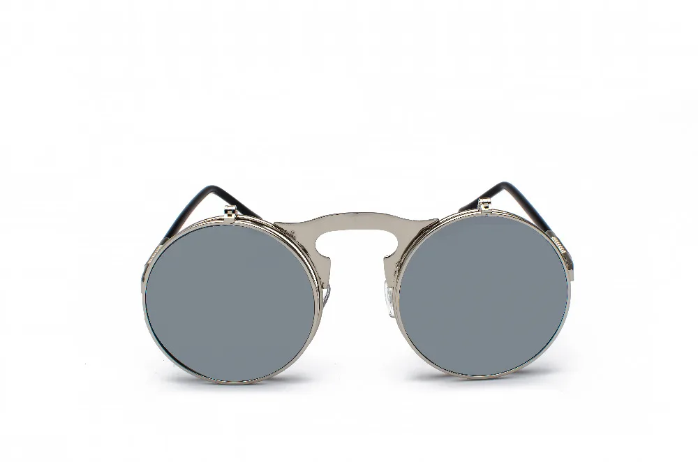 Vintage Steampunk Flip Sunglasses Retro Round Metal Sun Glasses for Men and Women Brand Designer Circle Oculos