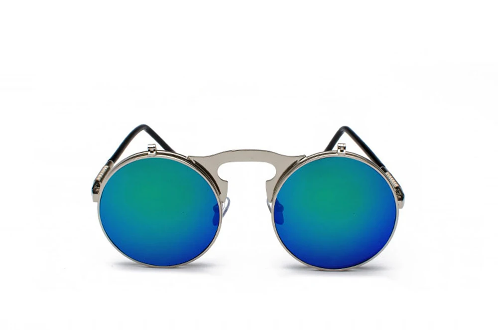 Vintage Steampunk Flip Sunglasses Retro Round Metal Sun Glasses for Men and Women Brand Designer Circle Oculos