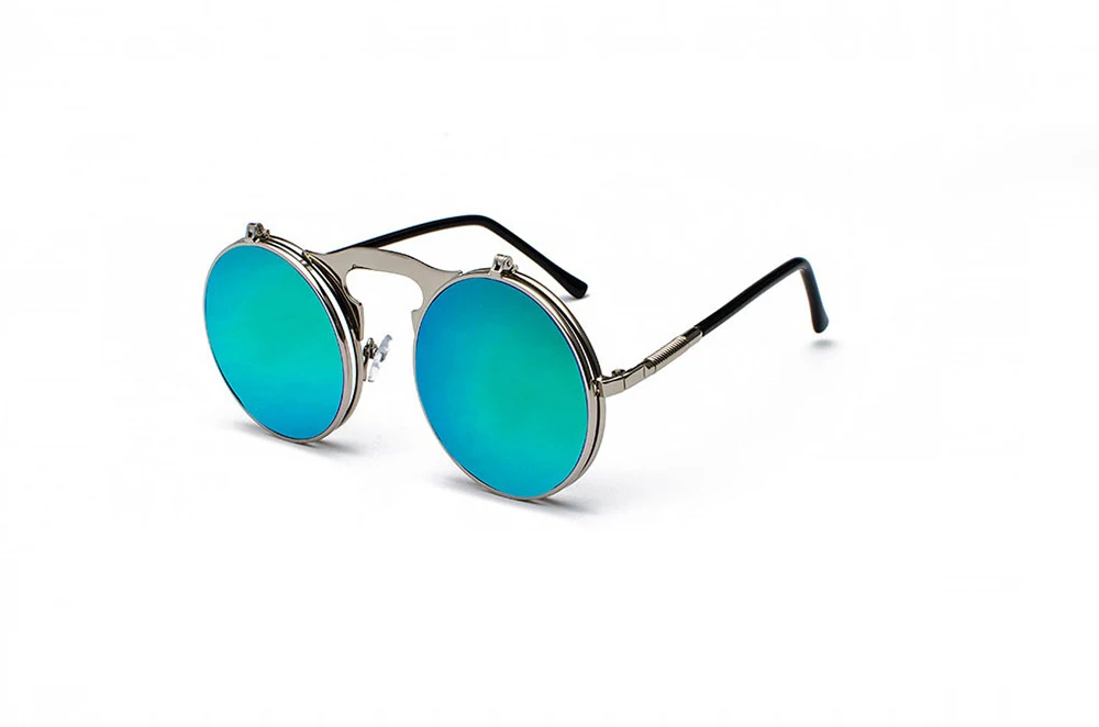 Vintage Steampunk Flip Sunglasses Retro Round Metal Sun Glasses for Men and Women Brand Designer Circle Oculos