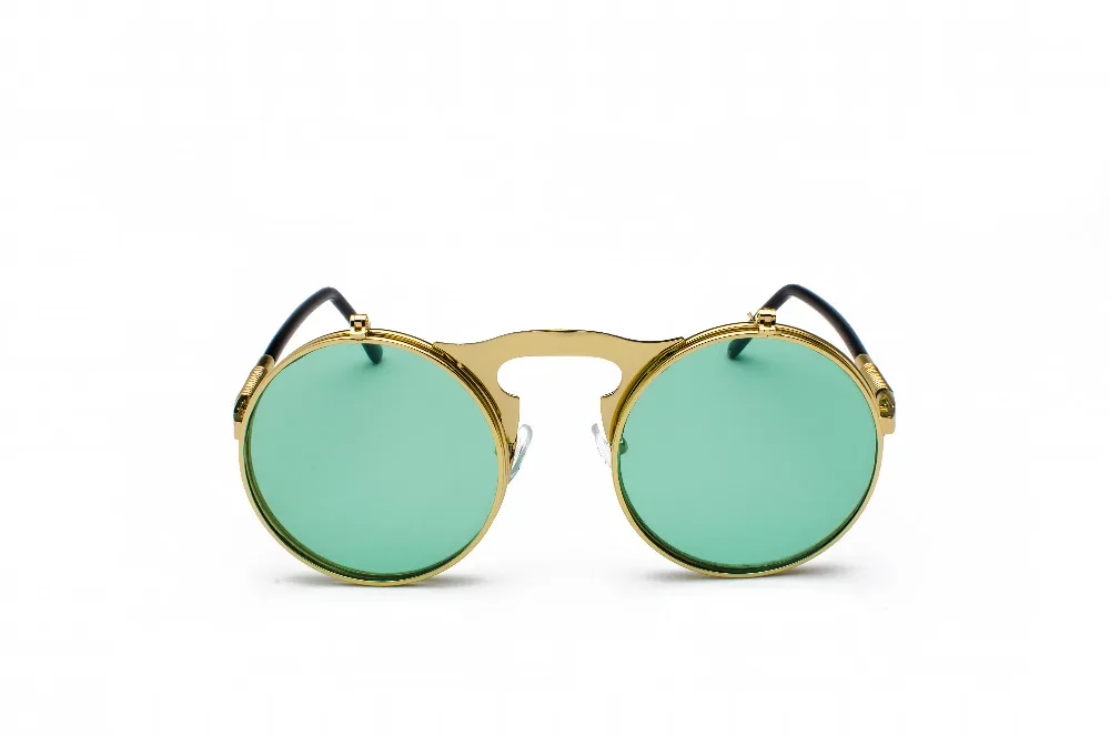 Vintage Steampunk Flip Sunglasses Retro Round Metal Sun Glasses for Men and Women Brand Designer Circle Oculos