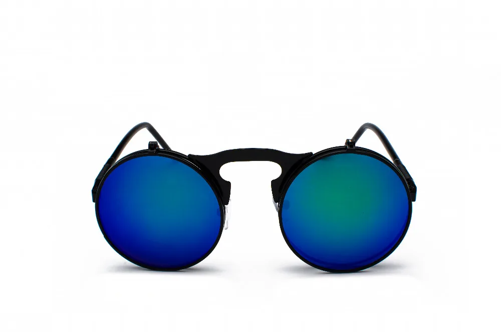 Vintage Steampunk Flip Sunglasses Retro Round Metal Sun Glasses for Men and Women Brand Designer Circle Oculos