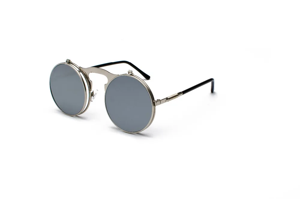 Vintage Steampunk Flip Sunglasses Retro Round Metal Sun Glasses for Men and Women Brand Designer Circle Oculos