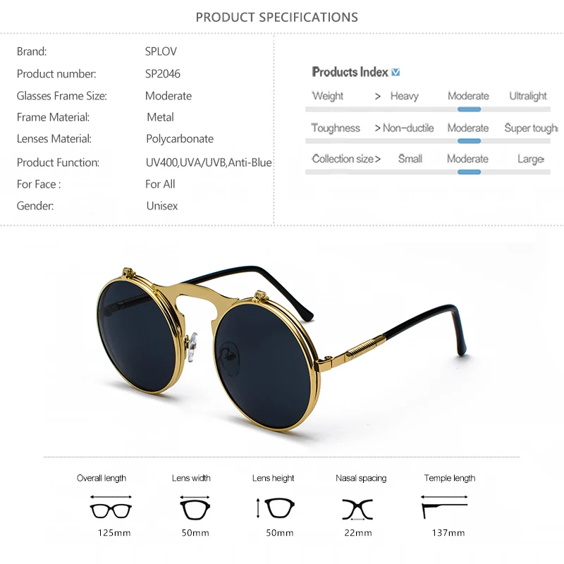 Vintage Steampunk Flip Sunglasses Retro Round Metal Sun Glasses for Men and Women Brand Designer Circle Oculos