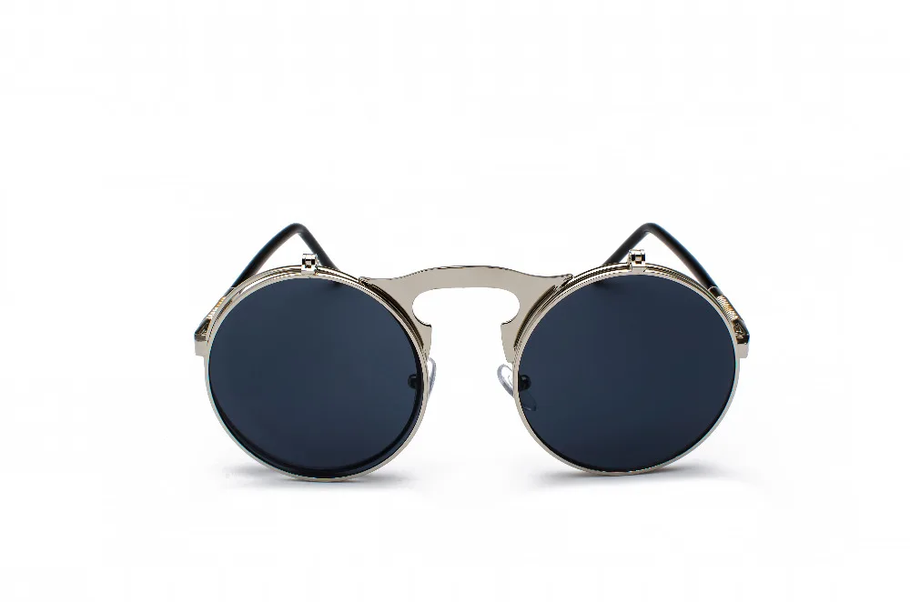 Vintage Steampunk Flip Sunglasses Retro Round Metal Sun Glasses for Men and Women Brand Designer Circle Oculos