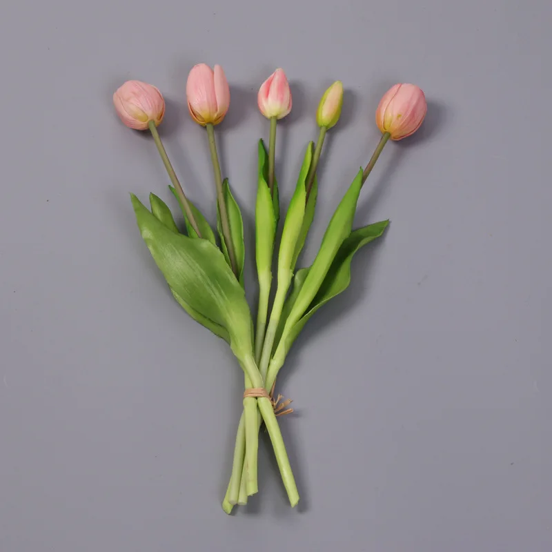 5pcs/Bouquet New Silicone Tulip Artificial Flower 40cm Real Touch Fake Plant B For Wedding Decoration Home Garen Acceeeories