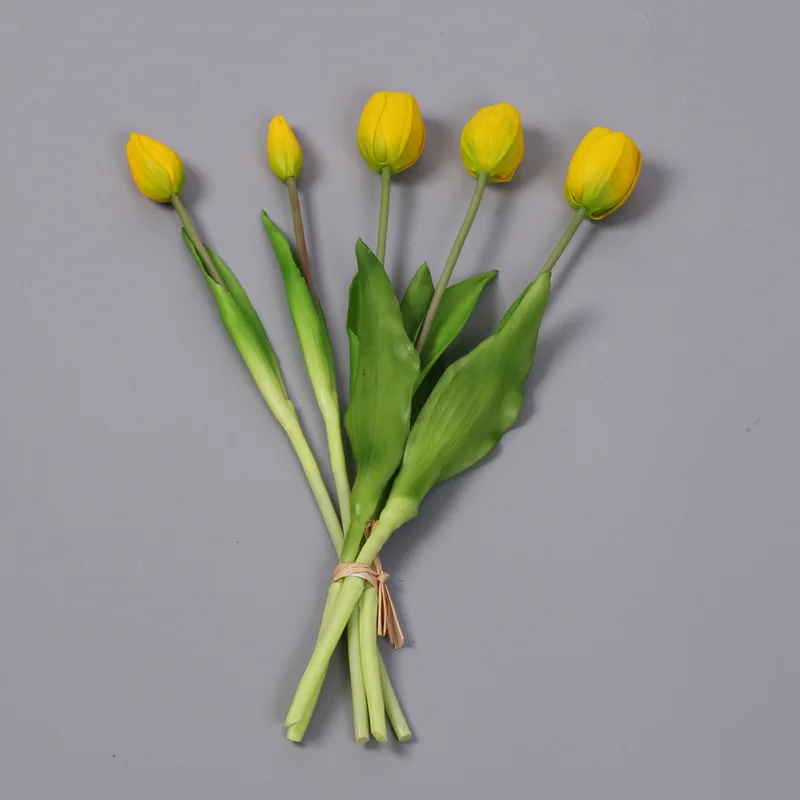 5pcs/Bouquet New Silicone Tulip Artificial Flower 40cm Real Touch Fake Plant B For Wedding Decoration Home Garen Acceeeories