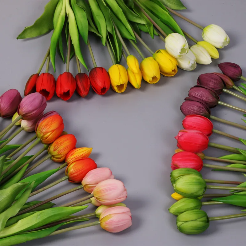 5pcs/Bouquet New Silicone Tulip Artificial Flower 40cm Real Touch Fake Plant B For Wedding Decoration Home Garen Acceeeories