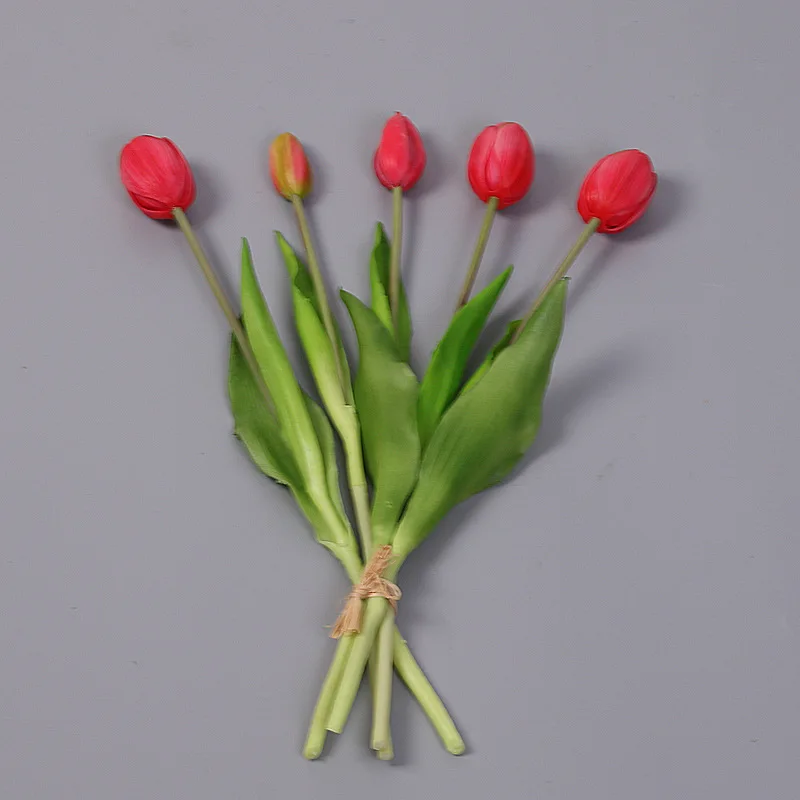 5pcs/Bouquet New Silicone Tulip Artificial Flower 40cm Real Touch Fake Plant B For Wedding Decoration Home Garen Acceeeories