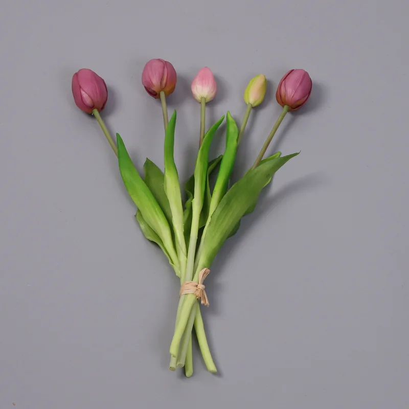 5pcs/Bouquet New Silicone Tulip Artificial Flower 40cm Real Touch Fake Plant B For Wedding Decoration Home Garen Acceeeories