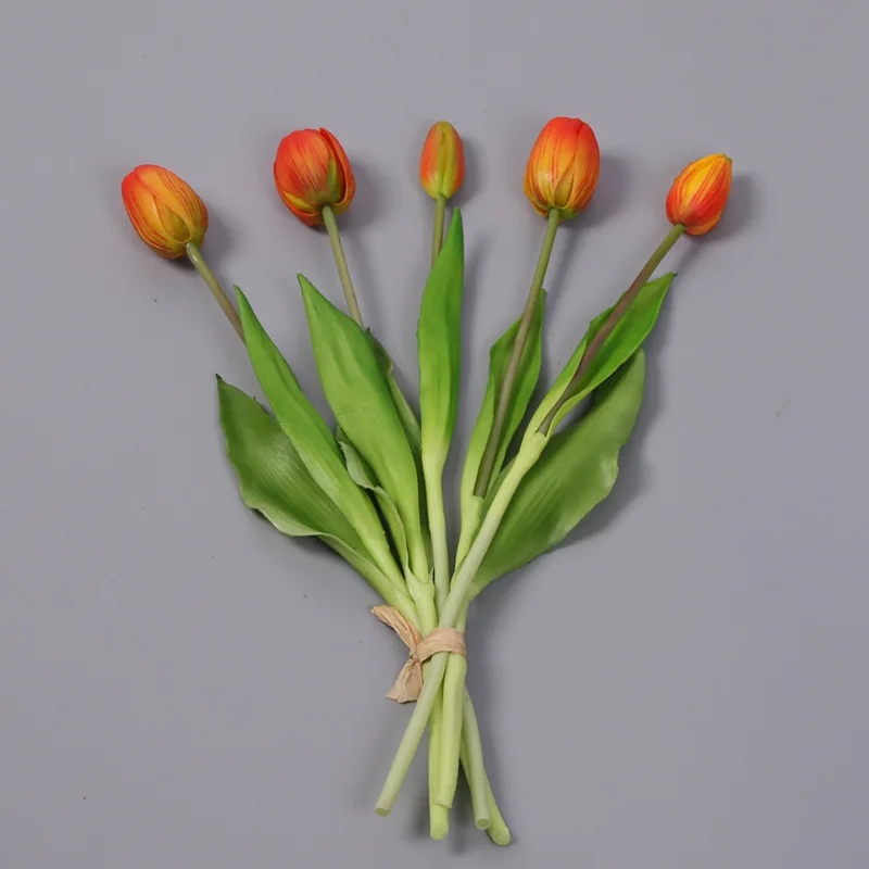 5pcs/Bouquet New Silicone Tulip Artificial Flower 40cm Real Touch Fake Plant B For Wedding Decoration Home Garen Acceeeories