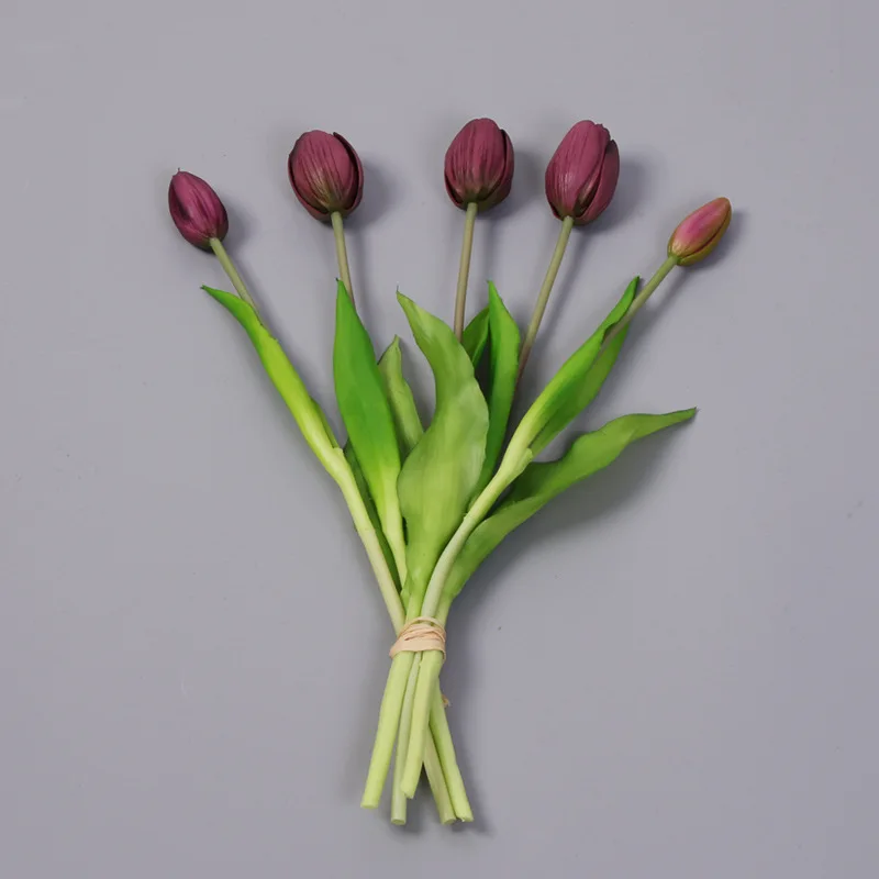 5pcs/Bouquet New Silicone Tulip Artificial Flower 40cm Real Touch Fake Plant B For Wedding Decoration Home Garen Acceeeories