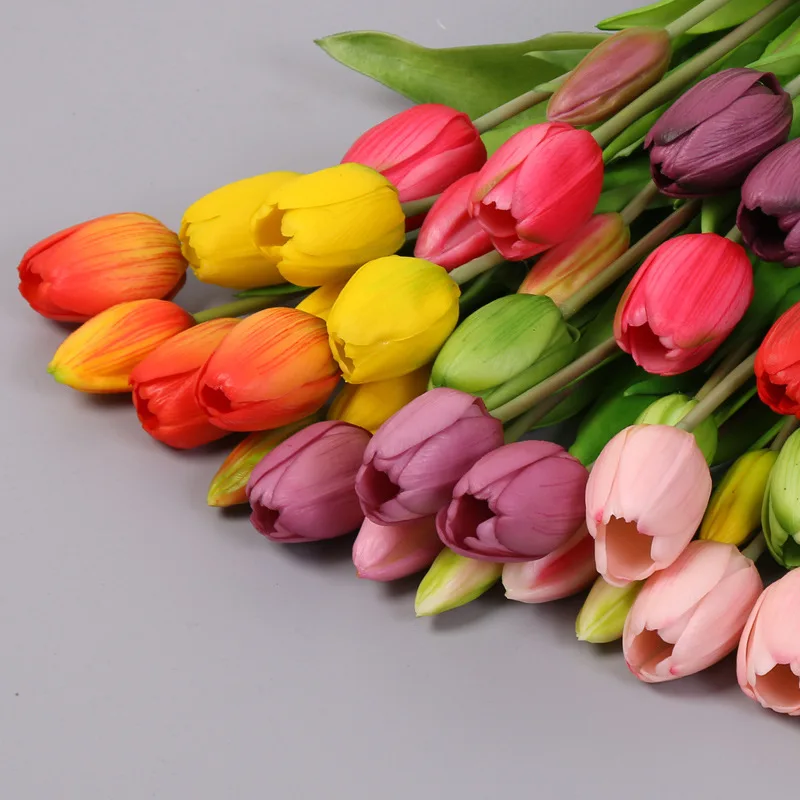 5pcs/Bouquet New Silicone Tulip Artificial Flower 40cm Real Touch Fake Plant B For Wedding Decoration Home Garen Acceeeories