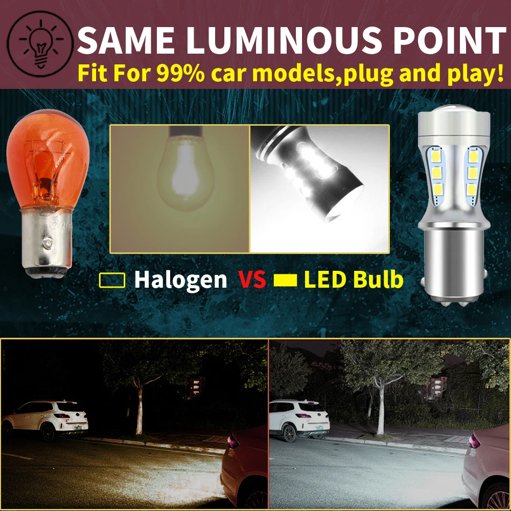 2x P21W BA15S LED Canbus 1156 BAY15D 1157 P21/5W LED Bulbs T15 R5W Car Lights 6500K White Brake Lights Reverse Lamp DRL T20 7443