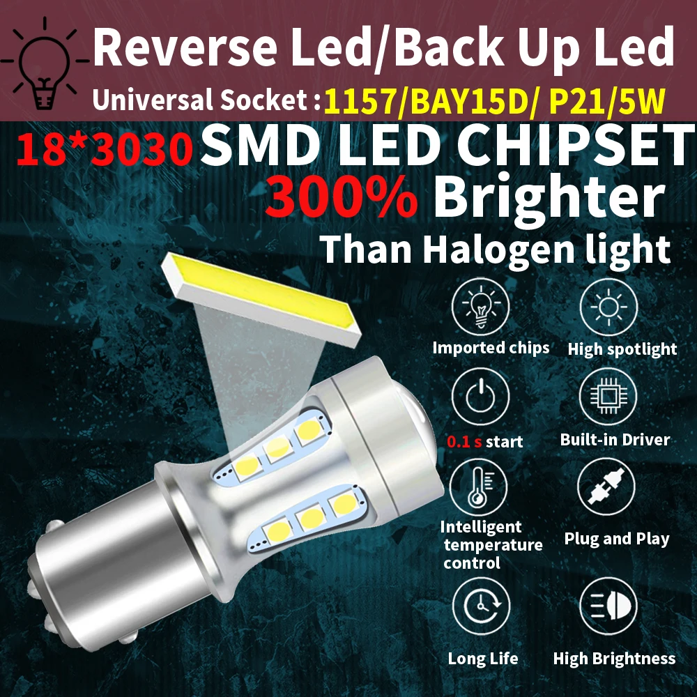 2x P21W BA15S LED Canbus 1156 BAY15D 1157 P21/5W LED Bulbs T15 R5W Car Lights 6500K White Brake Lights Reverse Lamp DRL T20 7443