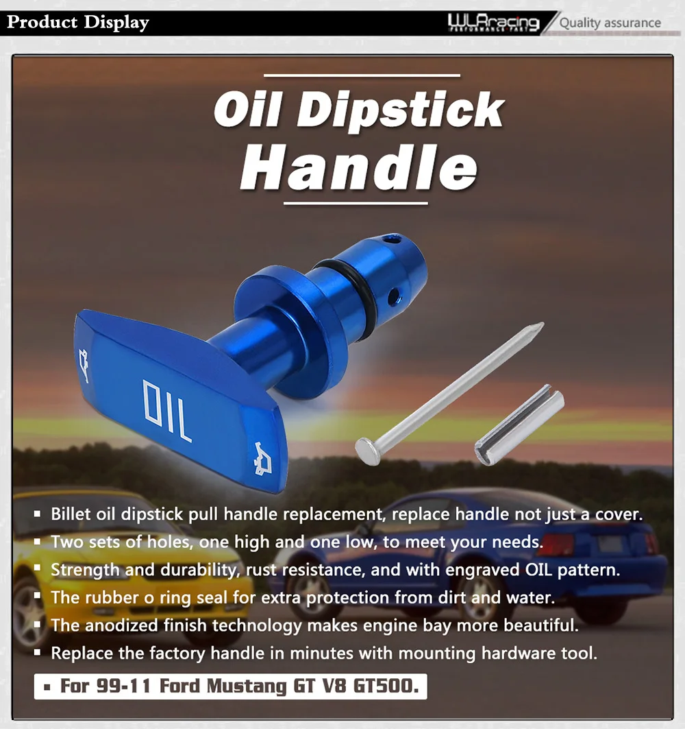Car Oil Dipstick Pull Handle Engine Oil Pullhandle Aluminum Billet Black Blue Red Brand New Universal Automobile Replacement