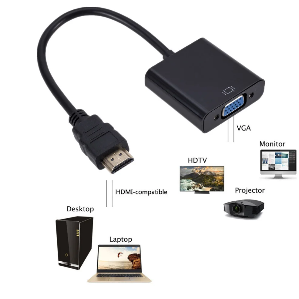 HD 1080P HDMI To VGA Converter HDMI Cable With Audio Power Supply HDMI Male To VGA Female Adapter For PS4 TV Box Xbox TV Laptop