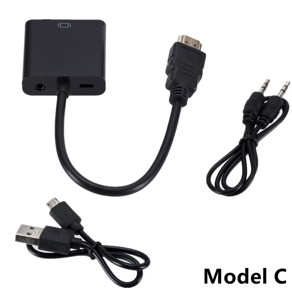 HD 1080P HDMI To VGA Converter HDMI Cable With Audio Power Supply HDMI Male To VGA Female Adapter For PS4 TV Box Xbox TV Laptop