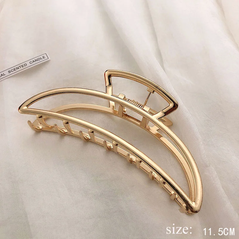Simple Metal Hollow Out Geometric Hair Claw Ladies Elegant Hair Accessories Cross Crab Bath Clip For Women Fashion Girl Headwear