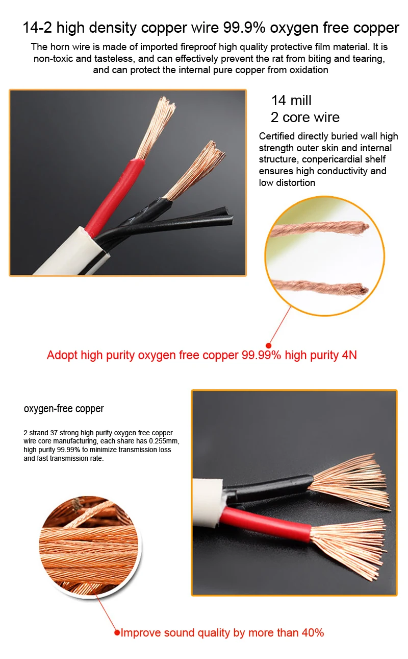 DIYLIVE 5N OFC High-Purity Copper HIFI Speaker Cable for Main Speaker Power Amplifier Side Connection Passive Audio Cable