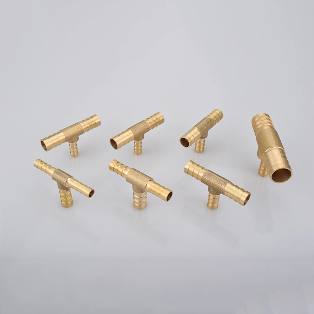 4 5 6 8 10 12 14 16 19mm Equal Reudcing Hose Barb Tee 3 Ways Brass Pipe Fitting Connector Splitter Coupler Adapter Water Gas Oil