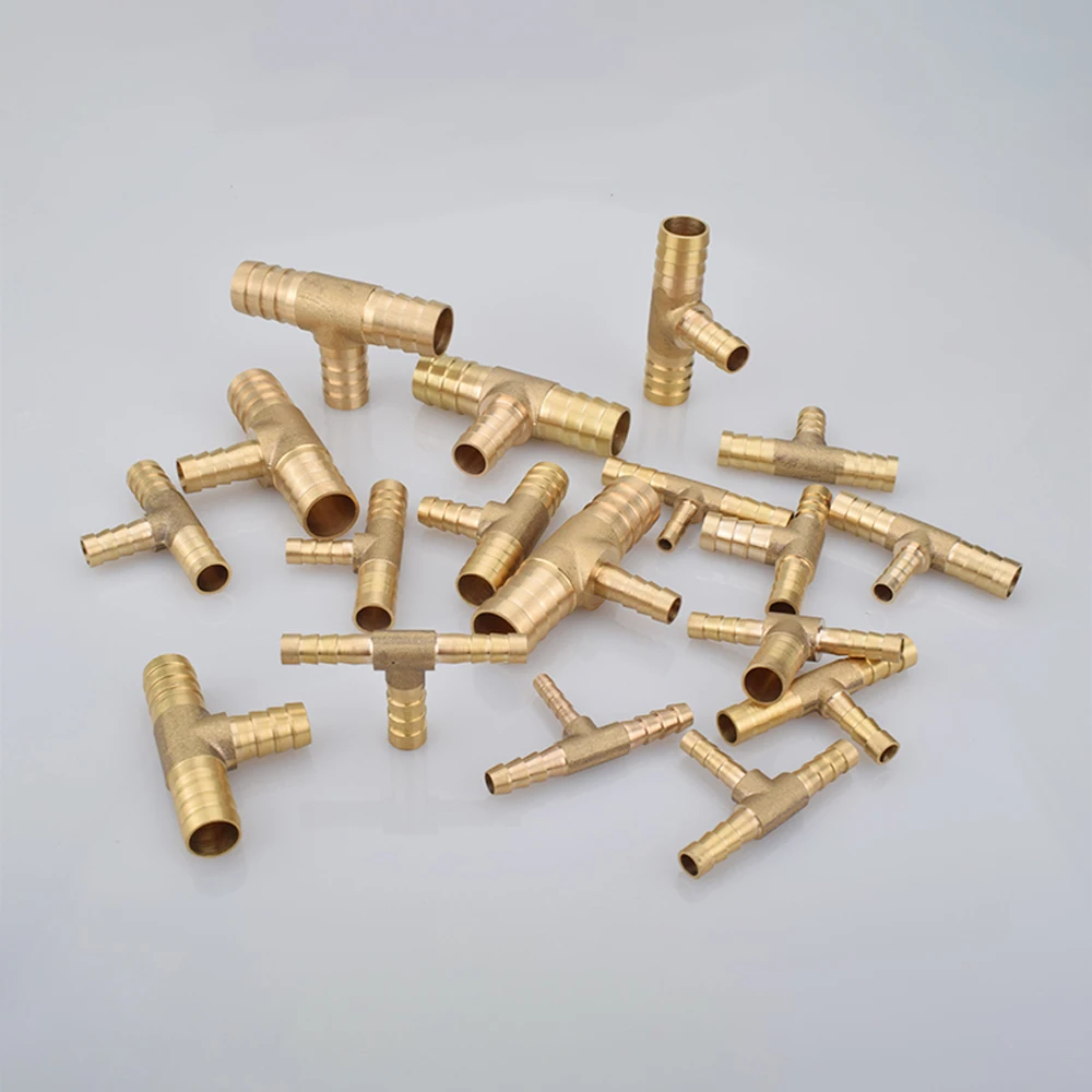 4 5 6 8 10 12 14 16 19mm Equal Reudcing Hose Barb Tee 3 Ways Brass Pipe Fitting Connector Splitter Coupler Adapter Water Gas Oil