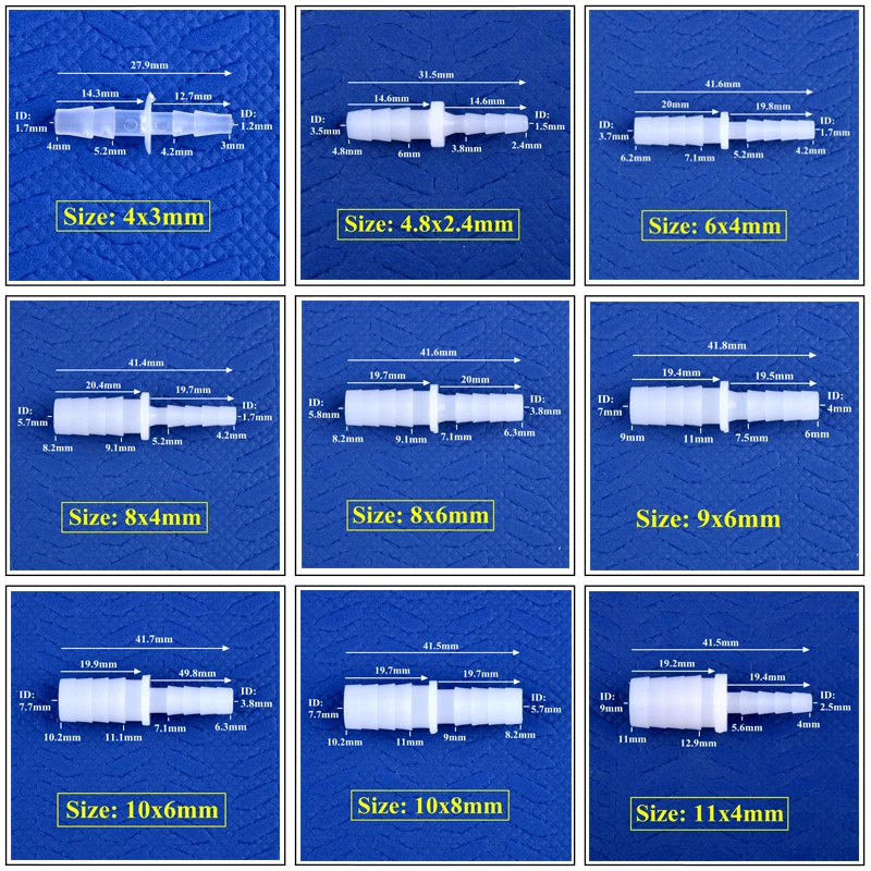 5~200pcs 4~12mm To 2.4~9mm White PE Pagoda Reducing Direct Connectors Aquarium Tank Air Pump Adapter Micro Irrigation Hose Joint