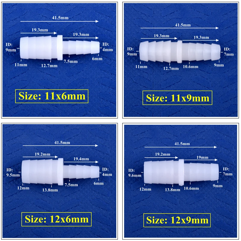 5~200pcs 4~12mm To 2.4~9mm White PE Pagoda Reducing Direct Connectors Aquarium Tank Air Pump Adapter Micro Irrigation Hose Joint