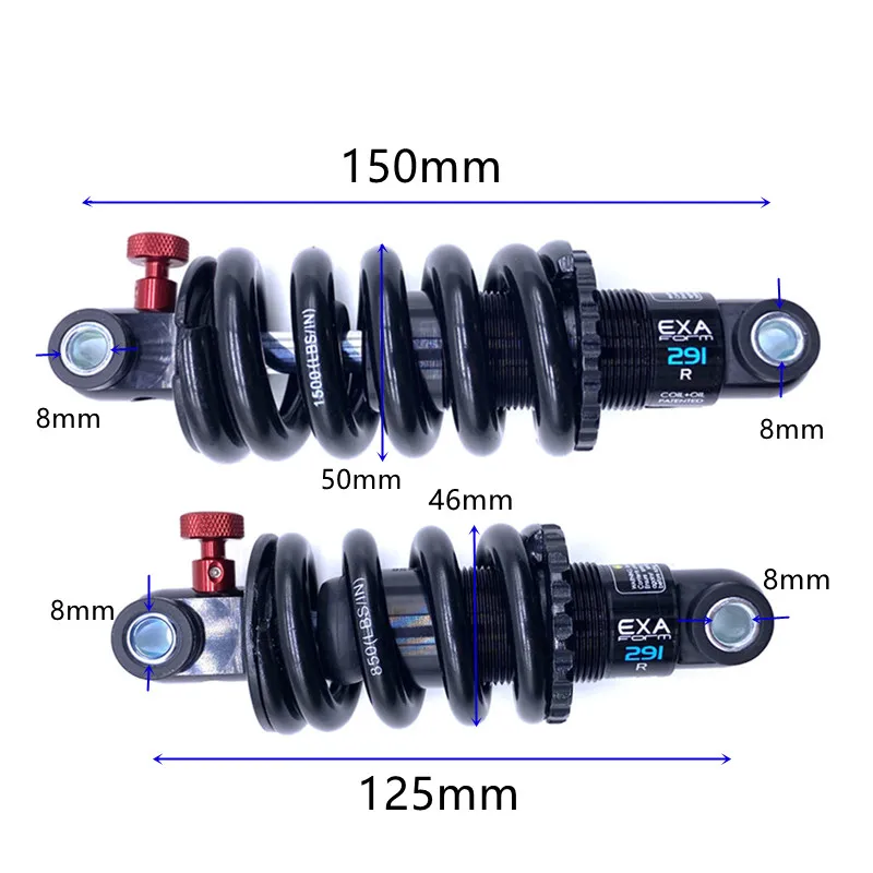 KS 291 R Bike Shock Absorber 125 150 MM Damper Adjustable Rear Shocks Downhill DH CX MTB Electric Scooter Motocycles EXA Form