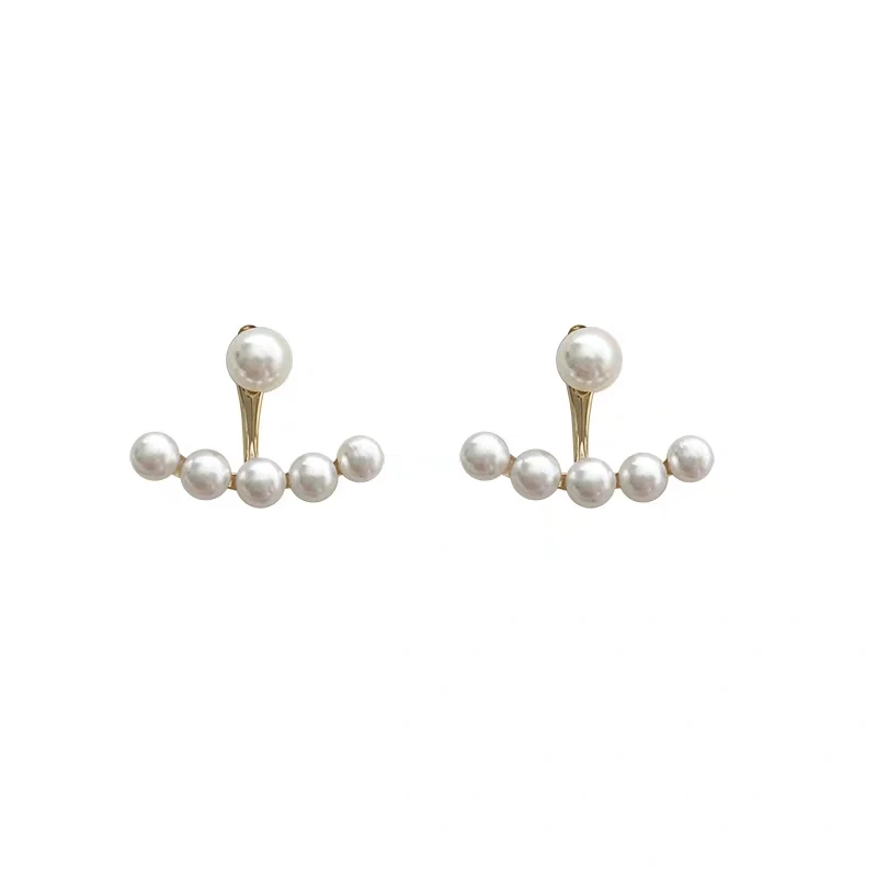 New Imitation Pearl Stud Earrings for Women Geometric Crystal Zircon Stars Earring Birthday Party Banquet Jewelry
