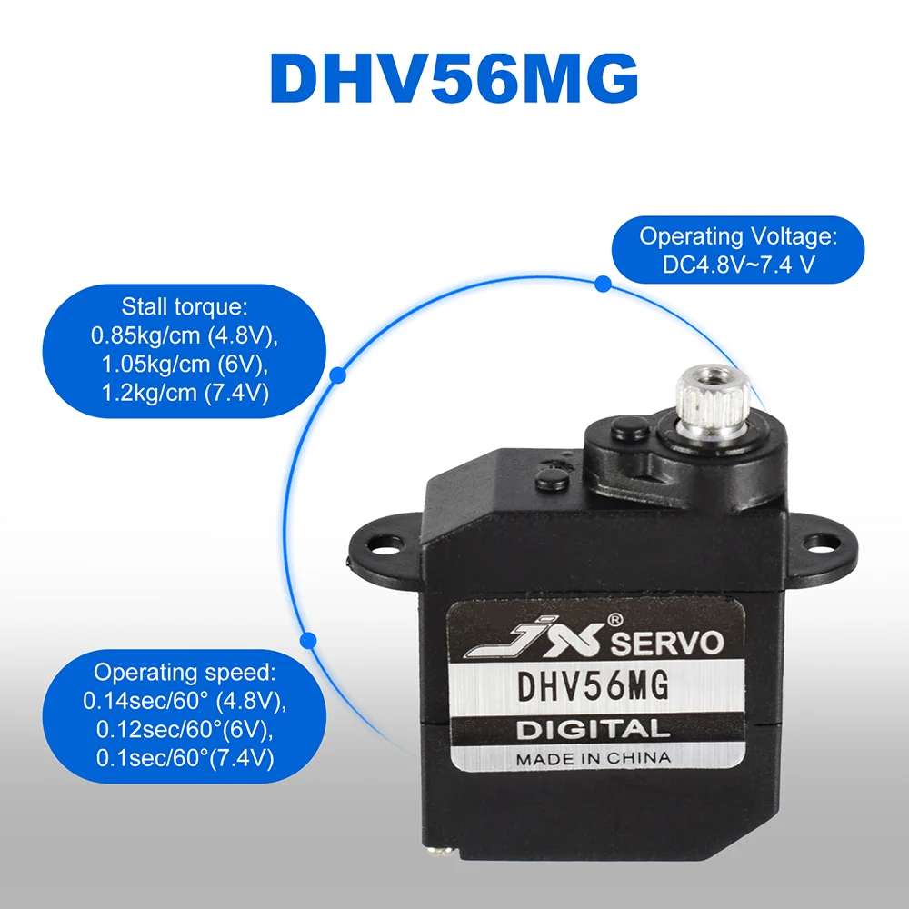 Hot Sale JX Servo DHV56MG Digital Coreless 1.2kg 0.10sec Metal Gear HV 5.6g DS Servo For RC Car Robot Airplane Aircraft Drone