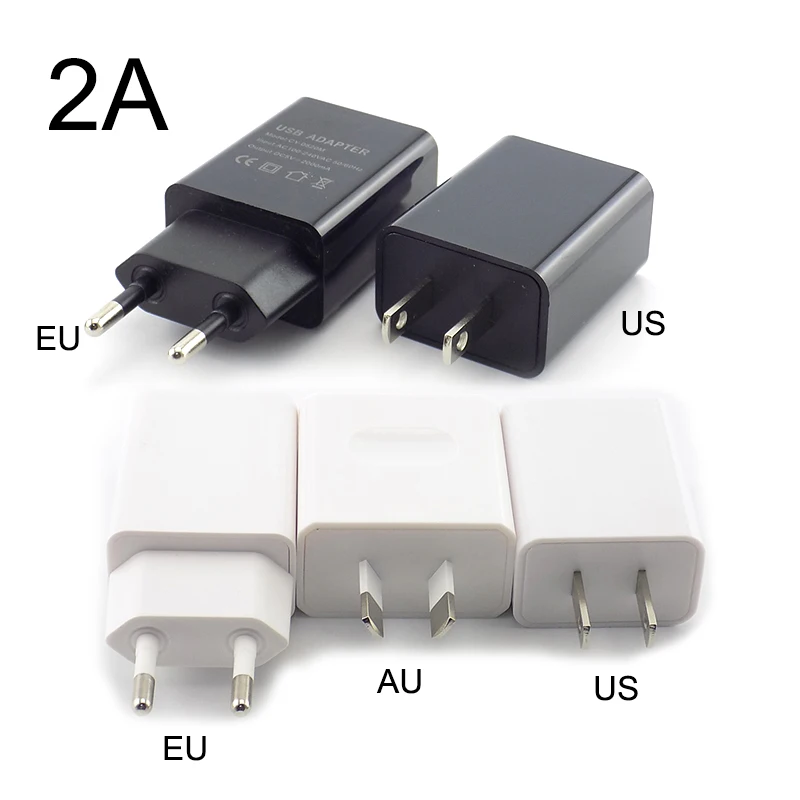 5V 1A 2A 3A Travel USB Adapter Phone Charger Power Supply Adapter Wall Desktop Charging Power Bank EU/US/AU Plug N11 Black White