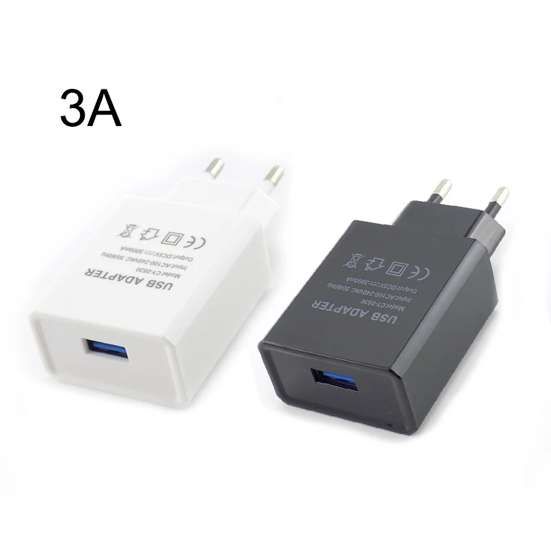 5V 1A 2A 3A Travel USB Adapter Phone Charger Power Supply Adapter Wall Desktop Charging Power Bank EU/US/AU Plug N11 Black White