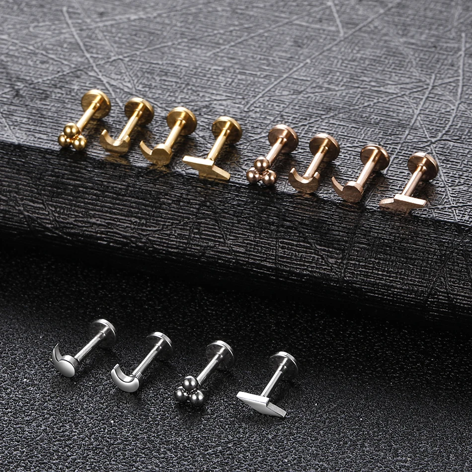 1Pc Stainless Steel Snake Bites Piercing Earring Moon Lightning Tragus Labret Pircing Medusa Conch Cartilage Helix Nariz Jewelry