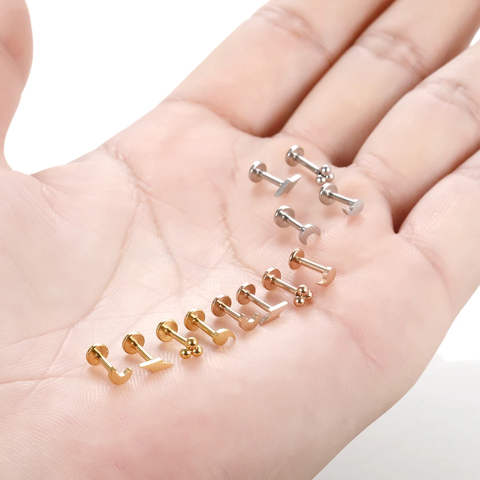 1Pc Stainless Steel Snake Bites Piercing Earring Moon Lightning Tragus Labret Pircing Medusa Conch Cartilage Helix Nariz Jewelry