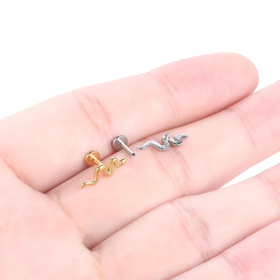 1Pc Stainless Steel Snake Bites Piercing Earring Moon Lightning Tragus Labret Pircing Medusa Conch Cartilage Helix Nariz Jewelry